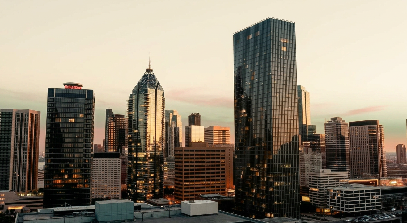 Houston skyline at golden hour